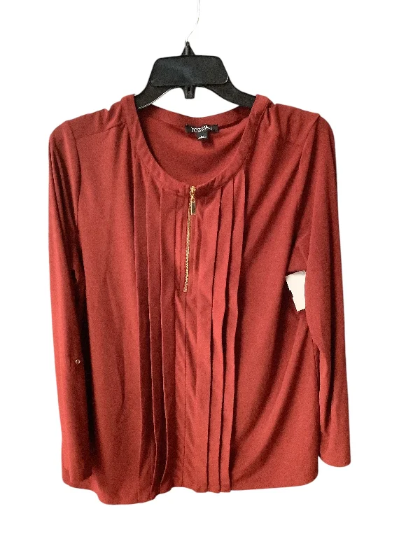 Top Long Sleeve By Roz And Ali In Maroon, Size: Xl