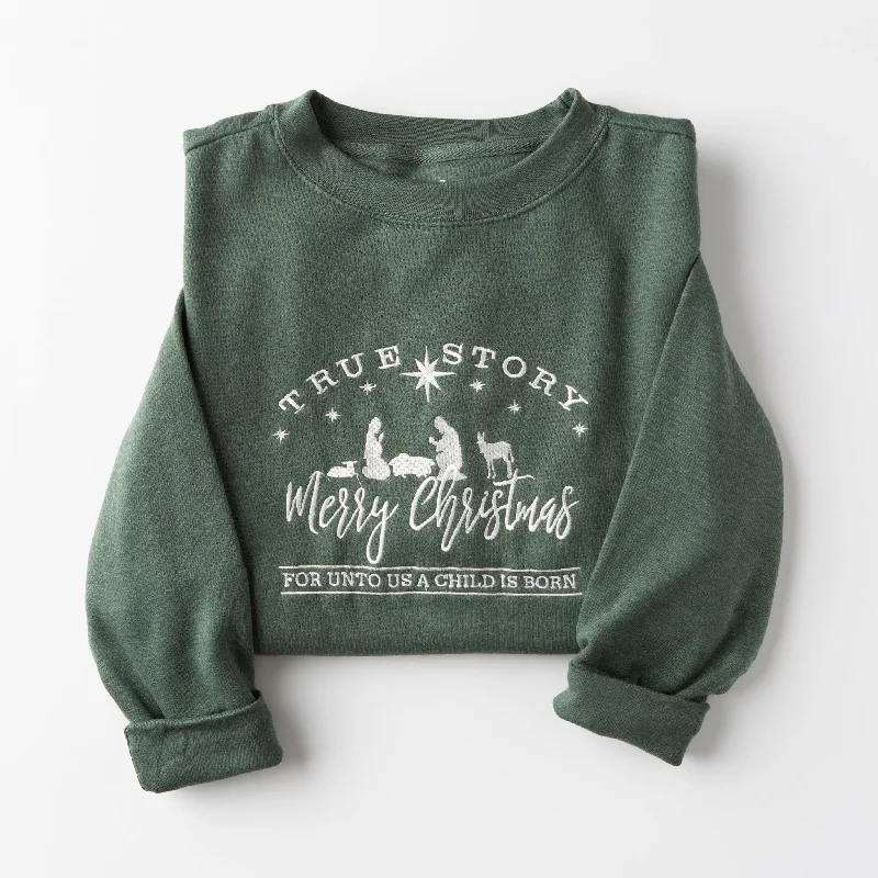 Embroidered True Story Merry Christmas Sweatshirt