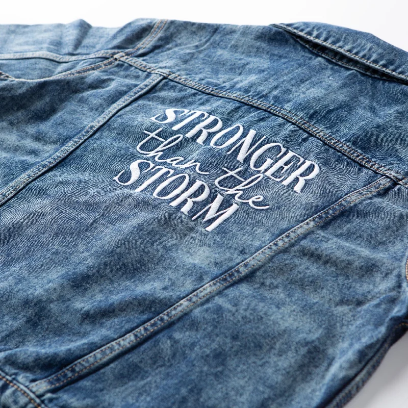 Vintage Washed Stronger Than The Storm Denim Jacket