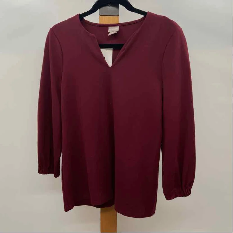 Chico's Women's Size S Red Solid Long Sleeve Shirt