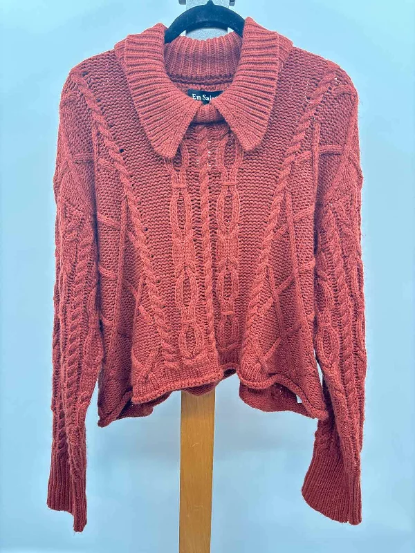 En Saison Women's Size L Rust Solid Sweater