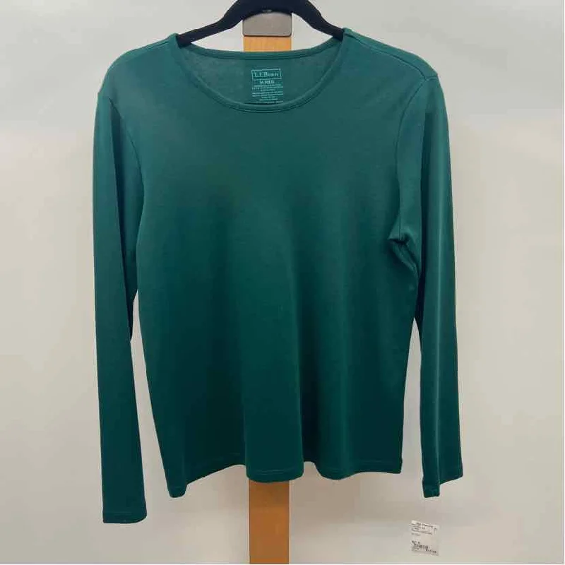 LL Bean Women's Size M Green Solid Long Sleeve Shirt