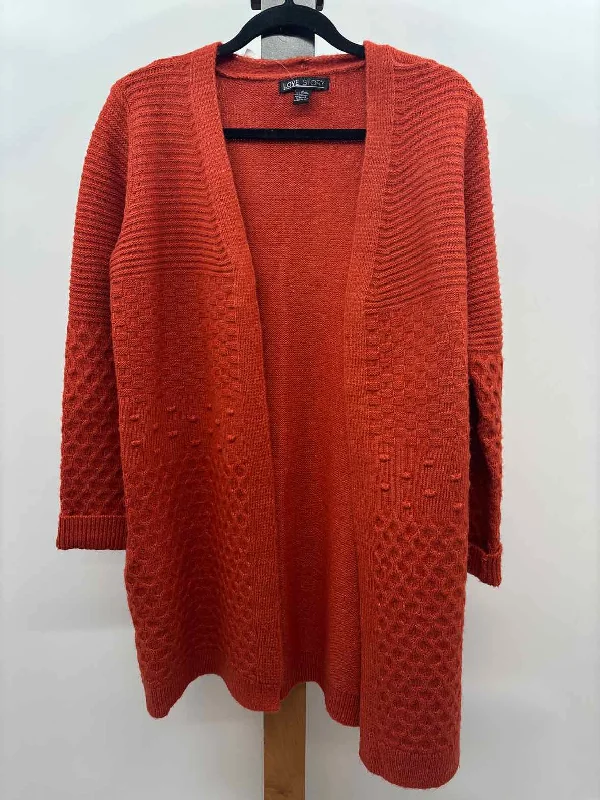 Love Story Women's Size M Orange Textured Cardigan