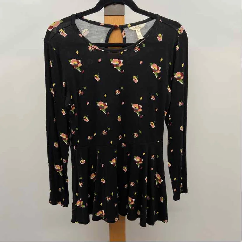 Matilda Jane Women's Size S Black Floral Long Sleeve Shirt