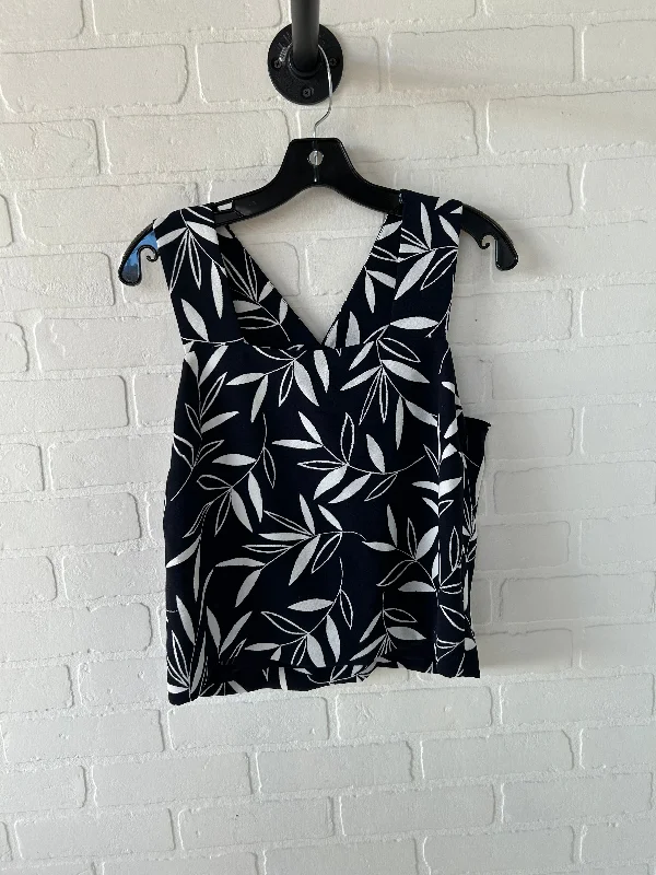 Top Sleeveless By Ann Taylor In Blue & White, Size: S