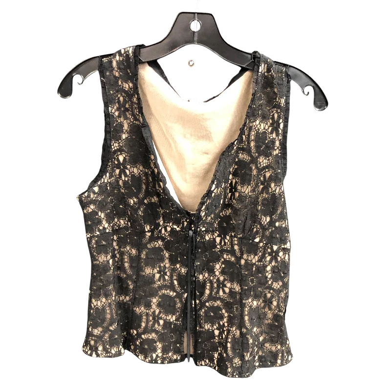 Top Sleeveless By Odille In Black & Cream, Size: 10