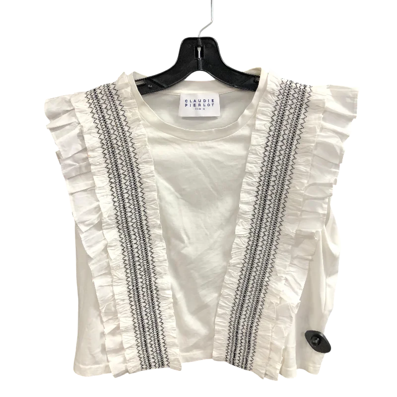 Top Sleeveless Designer By Claudie pierlot In White, Size: S