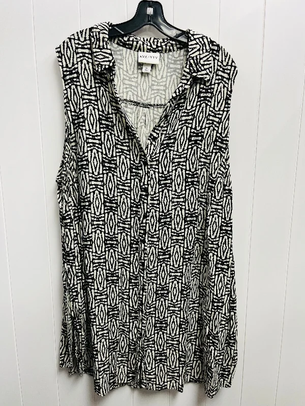 Tunic Sleeveless By Ava & Viv In Black & Cream, Size: 3x